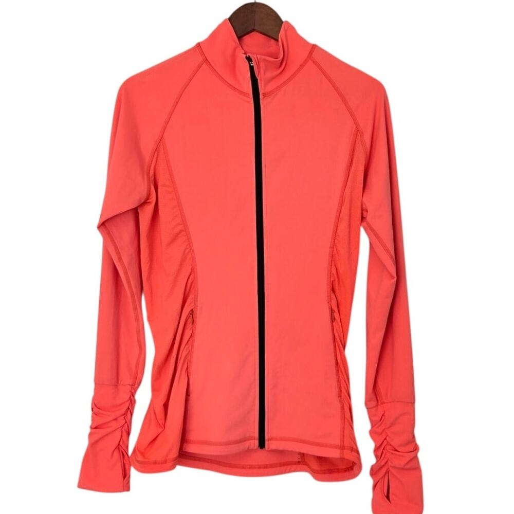 Victoria’s Secret Sport VSX Neon Orange Ruched Full‑Zip Active Jacket Size M